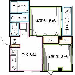 JR中央本線 高円寺駅 徒歩5分の賃貸マンション 1階2DKの間取り