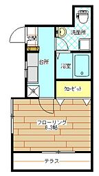 西武新宿線 野方駅 徒歩13分の賃貸アパート 1階1Kの間取り