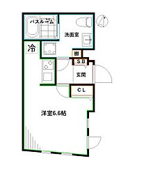 JR総武線 阿佐ケ谷駅 徒歩10分の賃貸マンション 2階ワンルームの間取り