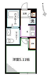 西武新宿線 沼袋駅 徒歩3分の賃貸アパート 2階1Kの間取り