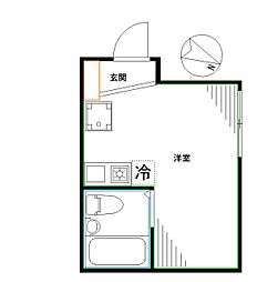 西武新宿線 沼袋駅 徒歩10分の賃貸アパート 1階ワンルームの間取り