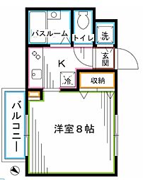 JR中央本線 中野駅 徒歩7分の賃貸アパート 1階1Kの間取り