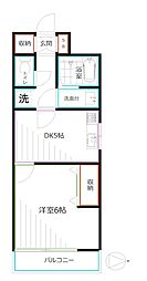 JR中央本線 高円寺駅 徒歩6分の賃貸マンション 2階1DKの間取り