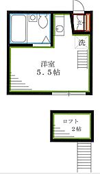 JR総武線 中野駅 徒歩16分の賃貸アパート 2階ワンルームの間取り