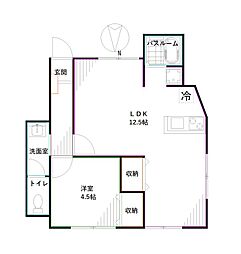 JR中央本線 高円寺駅 徒歩8分の賃貸アパート 1階1DKの間取り