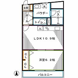 東京メトロ丸ノ内線 新高円寺駅 徒歩4分の賃貸マンション 2階1LDKの間取り