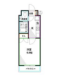 JR中央本線 高円寺駅 徒歩6分の賃貸マンション 2階1Kの間取り