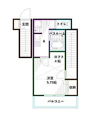 東京メトロ丸ノ内線 方南町駅 徒歩12分の賃貸アパート 2階1Kの間取り