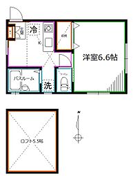 JR中央本線 高円寺駅 徒歩14分の賃貸アパート 1階1Kの間取り