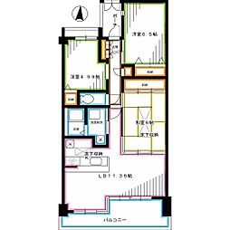 西武新宿線 下井草駅 徒歩8分の賃貸マンション 2階3LDKの間取り