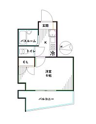 JR中央本線 高円寺駅 徒歩9分の賃貸マンション 2階1Kの間取り