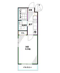 JR中央本線 高円寺駅 徒歩5分の賃貸マンション 2階1Kの間取り