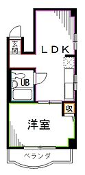 下井草ワコー第6マンション 1LDKの間取図画像