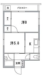 平松コーポ 2Kの間取図画像
