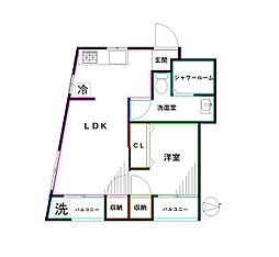 パルスコート2 1LDKの間取図画像