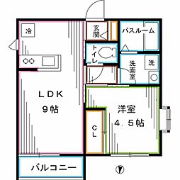 プリンスコート野方 1LDKの間取図画像