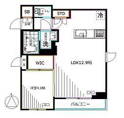 アジールコート方南町テラス 1LDKの間取図画像