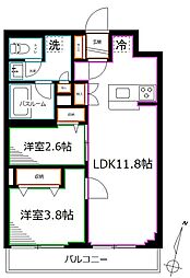 primeBliss中野富士見町1 2LDKの間取図画像