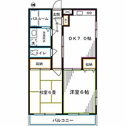 1000マナーホームズ南阿佐ケ谷 2DKの間取図画像