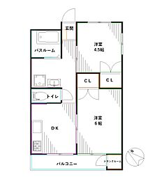 RAYHAUS善福寺川公園 2DKの間取図画像