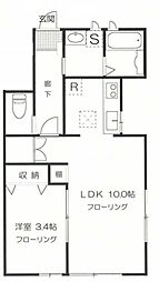 スカイタウン 1階1LDKの間取り
