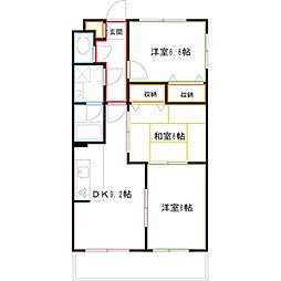プライムアーバン武蔵小金井 2階3DKの間取り