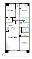 トラープランド蒼麗館 6階3LDKの間取り