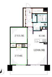トラープランド蒼麗館 6階2LDKの間取り