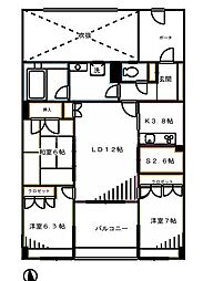 JR中央本線 武蔵小金井駅 徒歩4分の賃貸マンション 11階3SLDKの間取り