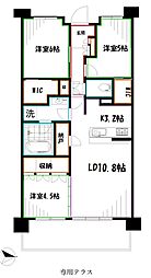 JR中央本線 武蔵境駅 徒歩11分の賃貸マンション 1階3LDKの間取り