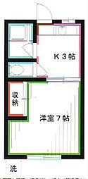 JR中央本線 三鷹駅 バス7分 牟礼団地下車 徒歩5分の賃貸マンション 3階1Kの間取り