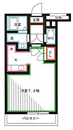 ル・ボワ武蔵境 1階ワンルームの間取り