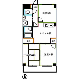 エレガンス三鷹 3階3DKの間取り