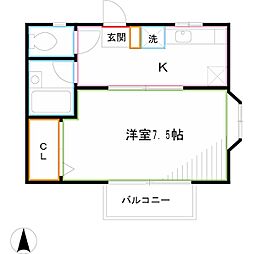 ロジェ　シャンドール 1階1Kの間取り