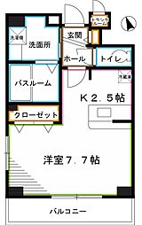 K・Oレーベン 3階1Kの間取り