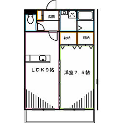 エルミタージュ 3階1LDKの間取り