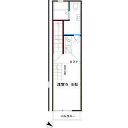 武蔵野テラス 2階ワンルームの間取り