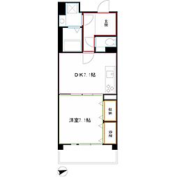 コーポレート武蔵境 4階1DKの間取り