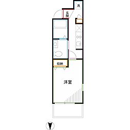 La Porte 3階1Kの間取り