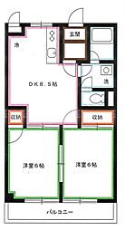 ライムかいぬま 5階2LDKの間取り