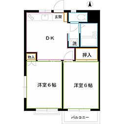 JR中央本線 東小金井駅 徒歩3分の賃貸アパート 1階2DKの間取り