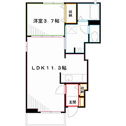 上水南ハウス 1階1LDKの間取り