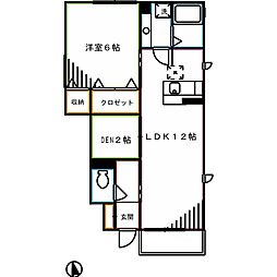 エーデル 1階1SLDKの間取り