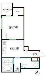 ラ・ソラリス 2階1Kの間取り