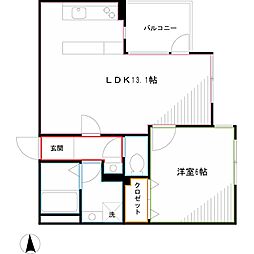 Lapis三鷹 3階1LDKの間取り