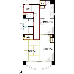 コーポレート連雀　2号棟 4階2DKの間取り