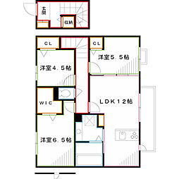 パティオ　ベルデA棟 2階3LDKの間取り