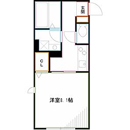 トレーヴォ 1階1Kの間取り