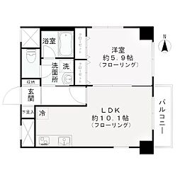 クレール鳩の湯 1LDKの間取図画像