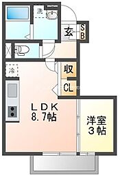 モンシャトーフォレスト 1LDKの間取図画像